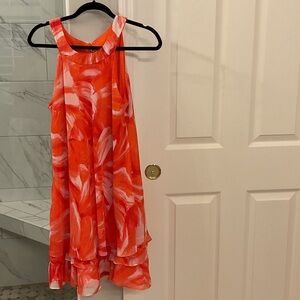 Vibrant Orange and White Kids Dress